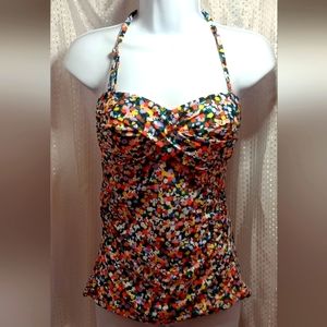 Anne Cole Women's Live In Color Twist Front Underwire Tankini Swim Top Colorful